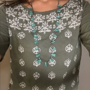 Navajo Pearl and Turquoise teardrop necklace